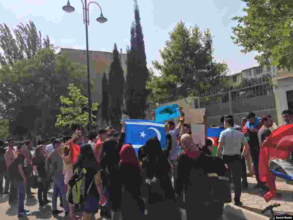 Azerbaijan. Baku. Protest action in front of China Ambassador in Baku