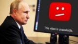 Putin and YouTube ban collage