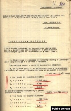 Доповідна записка про підготовку депортації вірмен, болгар і греків