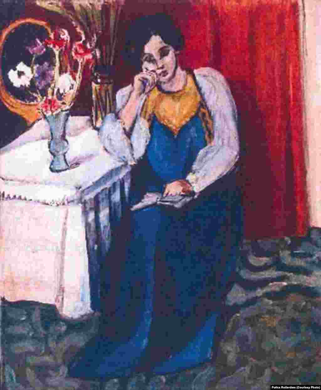 Matisse-nin 1919-cu ildə çəkdiyi &ldquo;Ağ və sarı geyinmiş oxuyan qız&rdquo; əsəri. Rotterdamda Kunsthal muzeyindən oğurlanıb.&nbsp;