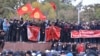 KYRGYZSTAN -- Supporters of Sadyr Japarov, who has styled himself as prime minister attend a rally in Bishkek, October 9, 2020