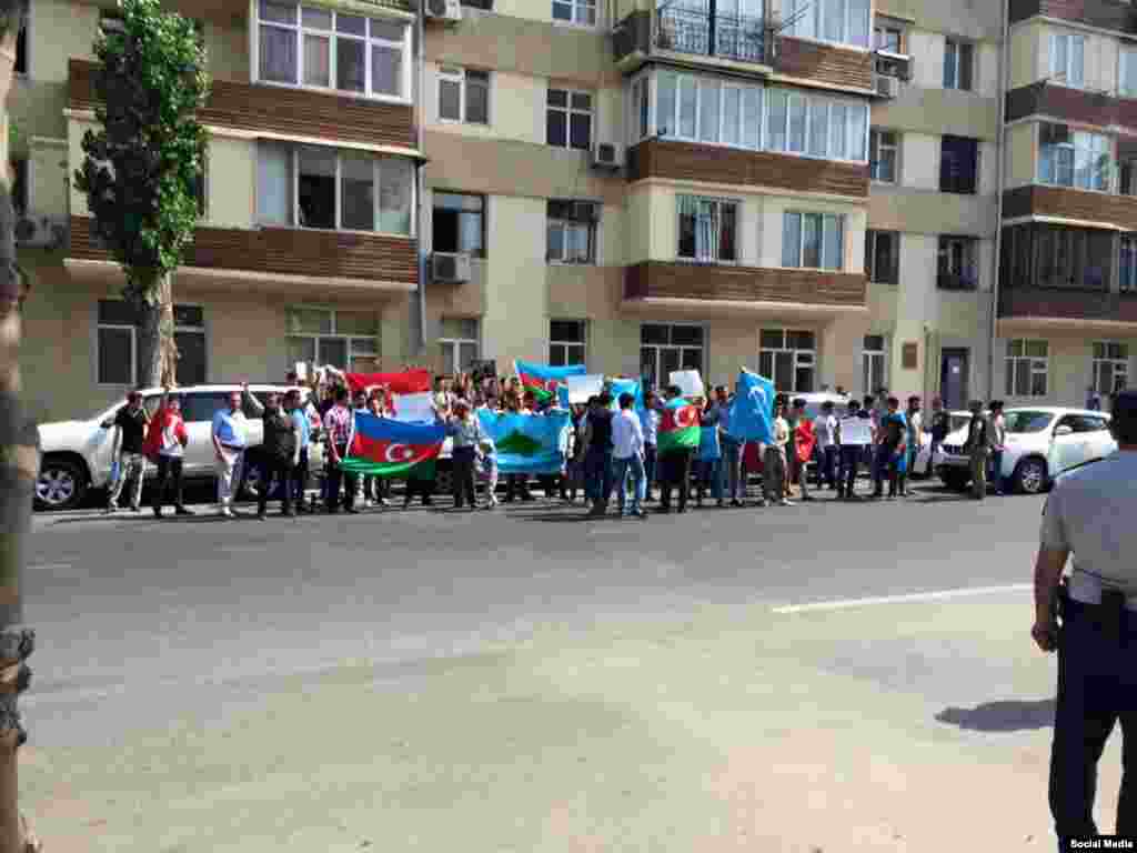 Azerbaijan. Baku. Protest action in front of China Ambassador in Baku